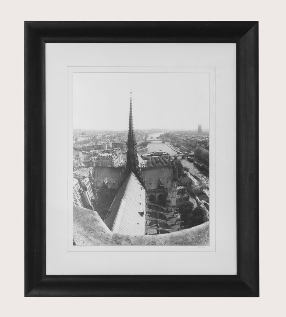 Notre Dame de Paris - Spire Over the Seine, black and white fine art photograph