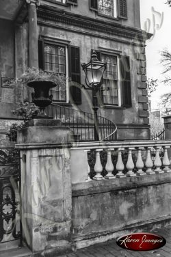 black and white image of Savannah Georgia