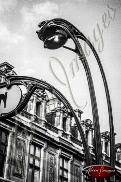 Black and White image of Paris Street Scenes Metro Station