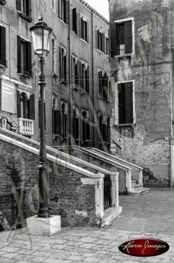 black and white image of venice italy