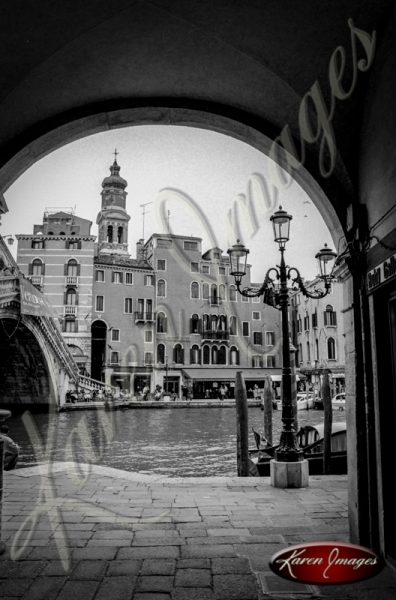 black and white image of venice italy