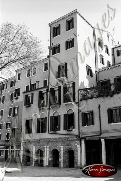 black and white image of venice italy