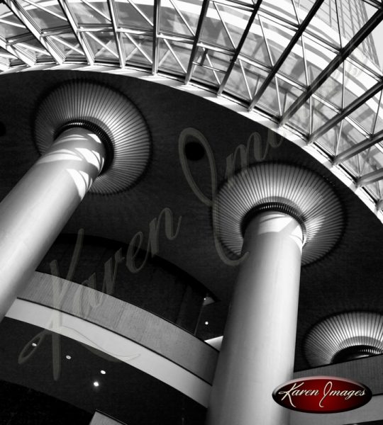 Peachtree Plaza Columns and Glass Atlanta Georgia Black and White