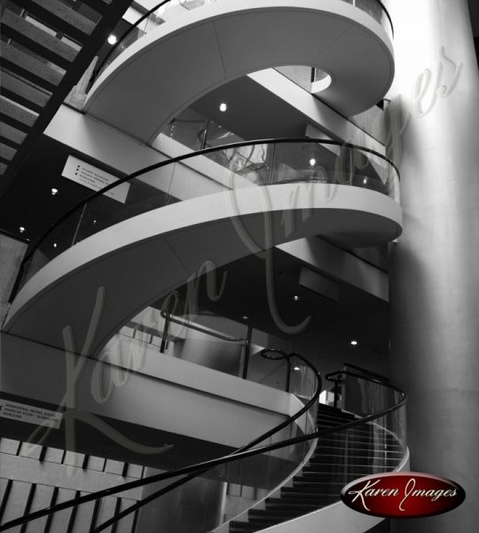 Peachtree Plaza Staircases Atlanta Georgia Black and White