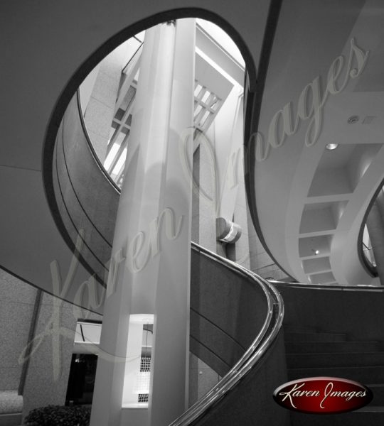 Peachtree Plaza Stairwell Atlanta Georgia Black and White