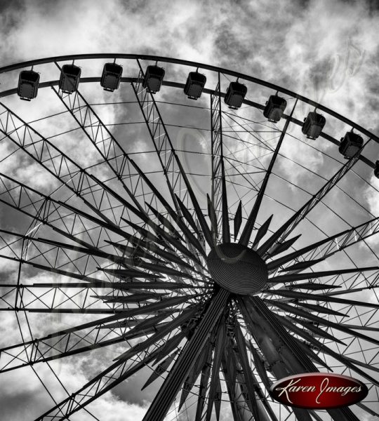 Sky Wheel Atlanta Georgia Black and White