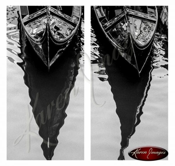 black and white image of gondolas