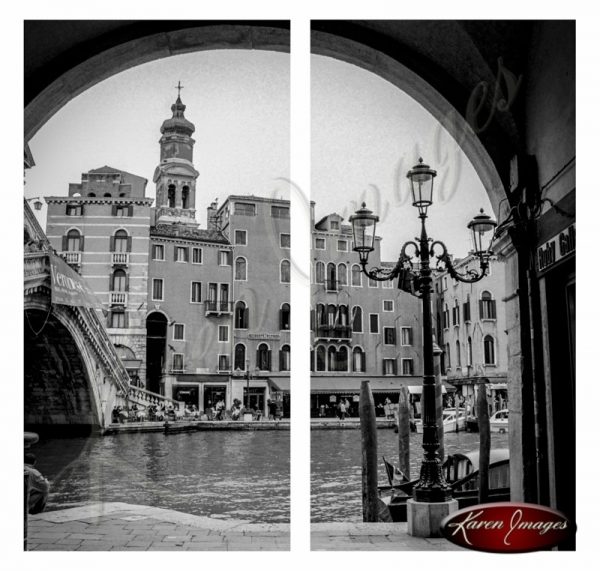 black and white of rialto bridge grand canal venice italy