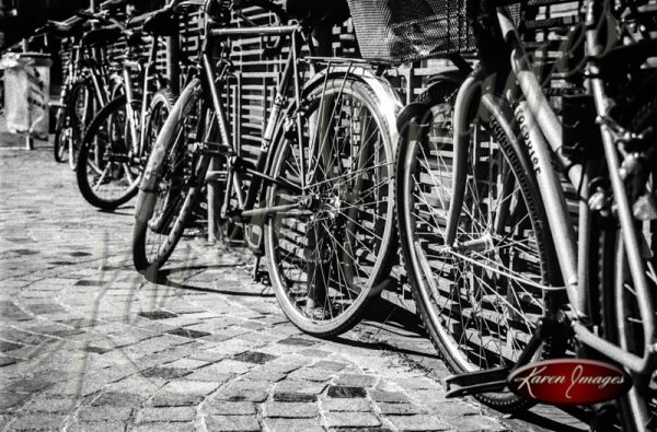 bikes locked to bike rack paris france