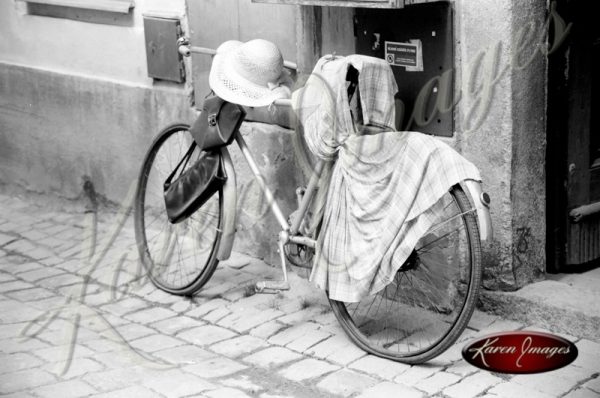 bike from cesky crumlov czech republic black and white