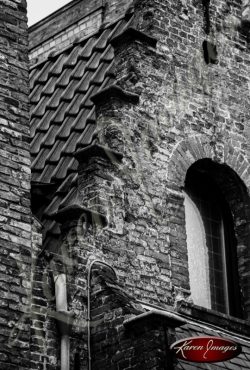 Black and white of brugge belgium reflections of belgian brick work ancient architecture