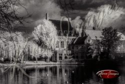 Black and white of brugge belgium Minnewater lake of love