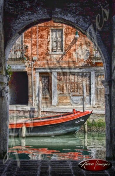 boat on canal in venice