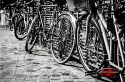 bicycles Black and White image of Paris Street Scenes