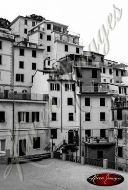 black and white image of cinque terre italy