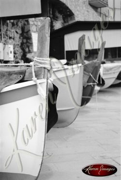 black and white image of boats cinque terre italy