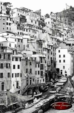 black and white image of cinque terre italy