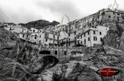 black and white image of cinque terre italy