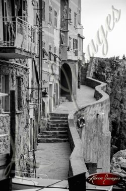 black and white image of cinque terre italy