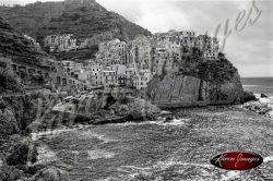 black and white image of cinque terre italy