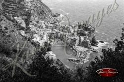 black and white image of cinque terre italy