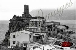 black and white image of cinque terre italy