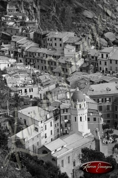 black and white image of cinque terre italy