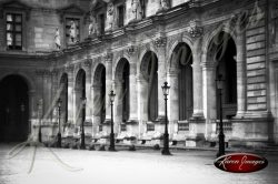 black and white image of the louvre paris france