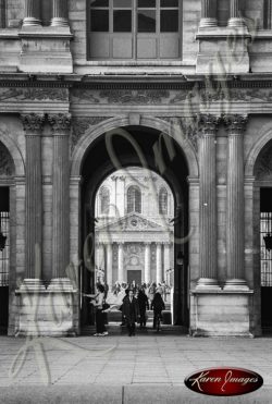 black and white image of the louvre paris france