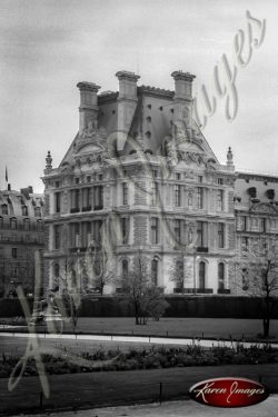 black and white image of the louvre paris france